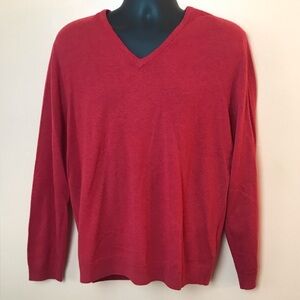 Esprit Merino Wool Red V-Neck Sweater Men XL